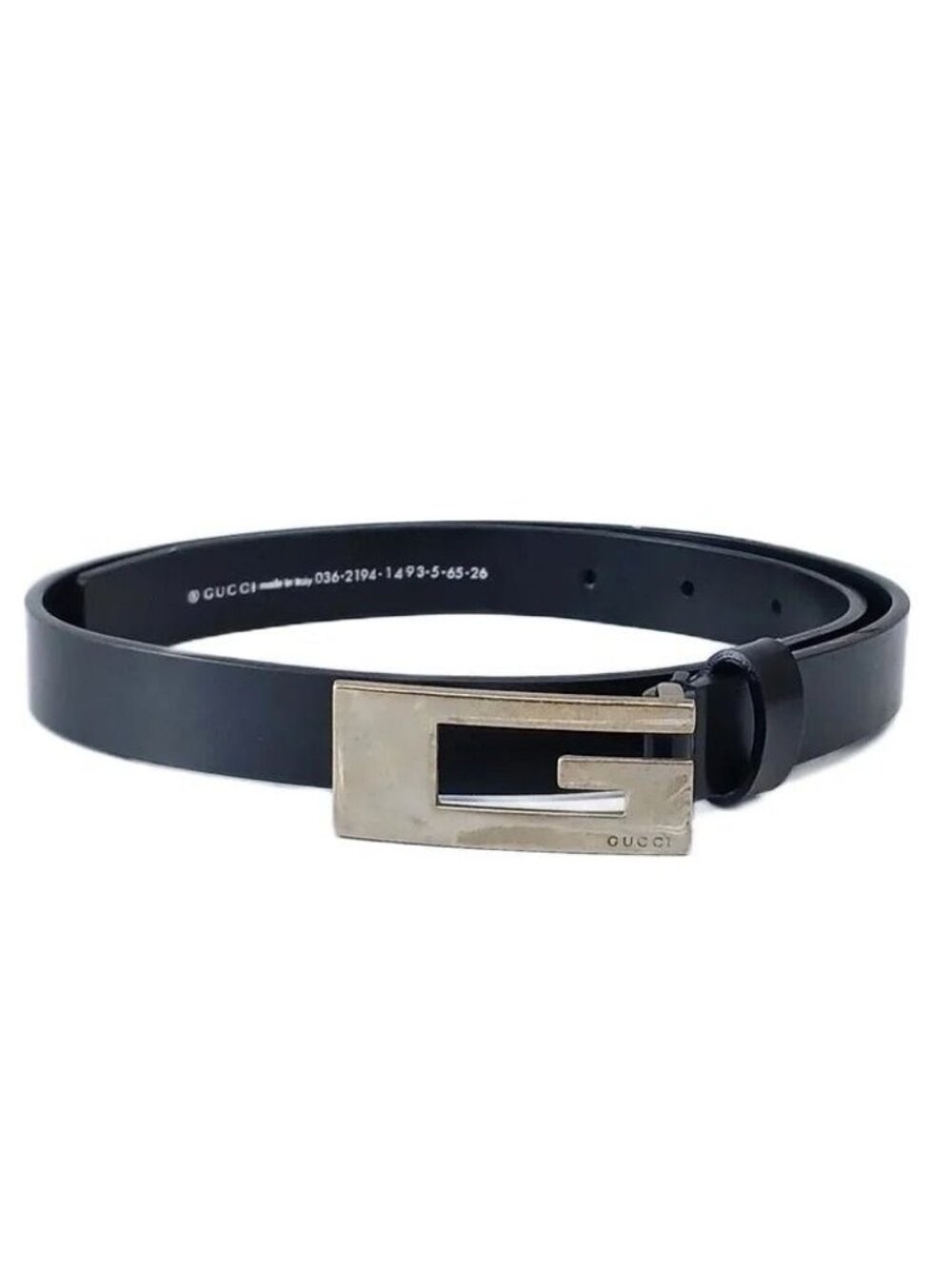 Gucci Vintage Belt Leather G Logo Buckle 65/26 Black